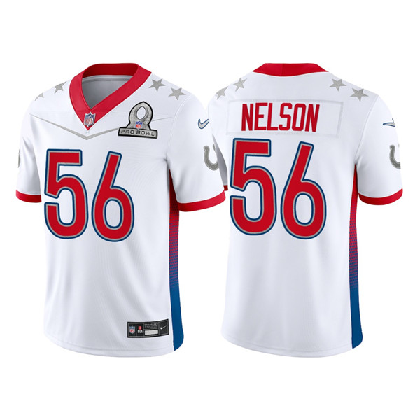 Men’s Indianapolis Colts #56 Quenton Nelson 2022 White AFC Pro Bowl Stitched Jersey